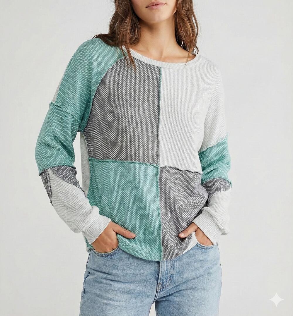 Haptics by Holly Harper Small Sweater Green Gray White